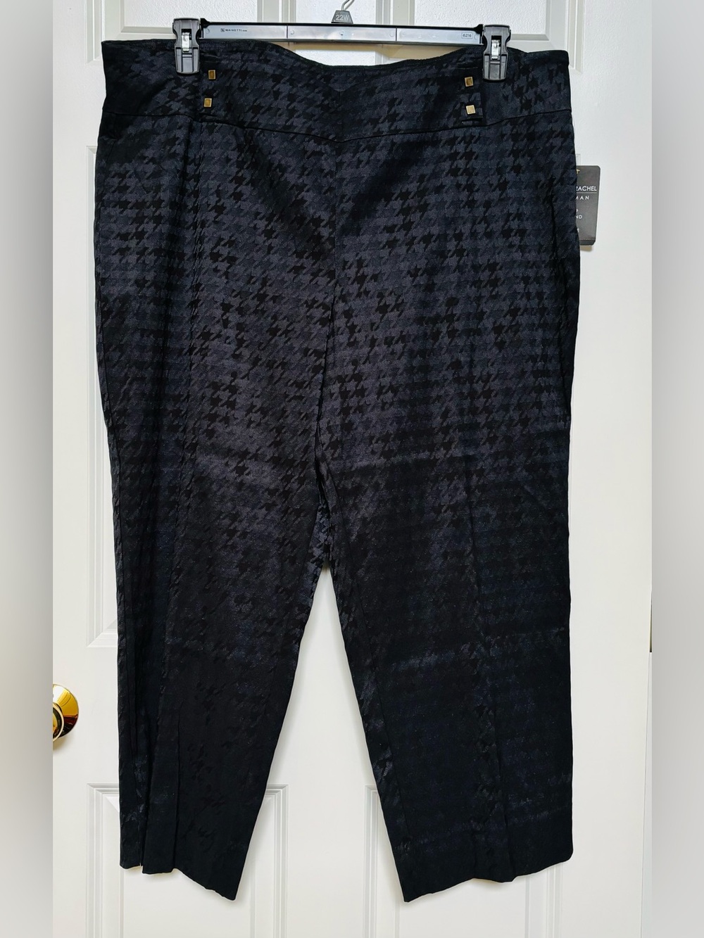 Zac & Rachel Black Houndstooth Straight-Leg Pants